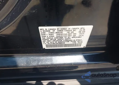 2006 Honda Ridgeline Rtl z USA, uszkodzony, nr VIN 2HJYK16576H566002